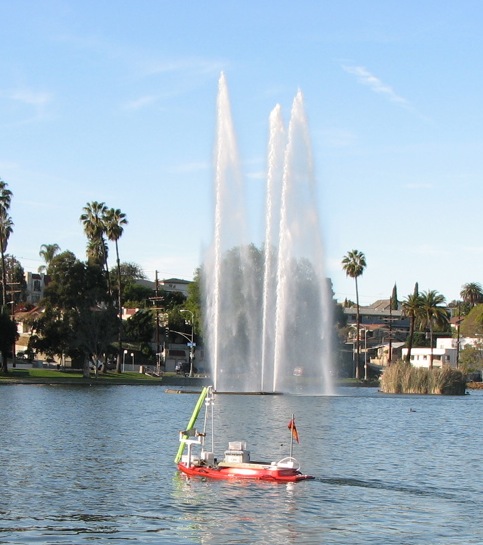 ASV at Echo Park lake during station keeping experiments